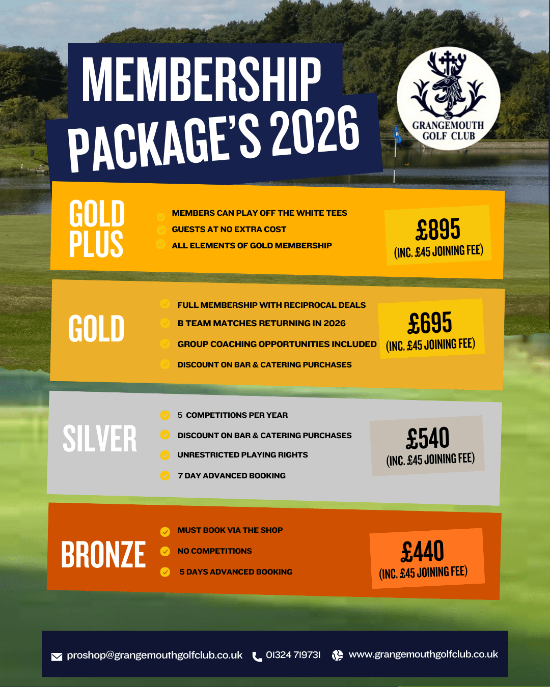 New Membership Rates for 2026 at Grangemouth Golf Club
