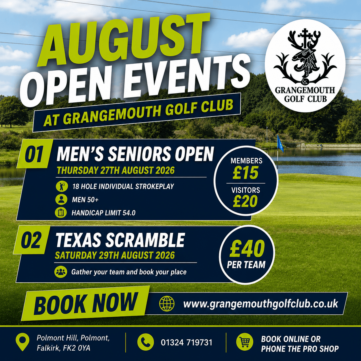AUGUST OPEN EVENTS AT GRANGEMOUTH GOLF CLUB